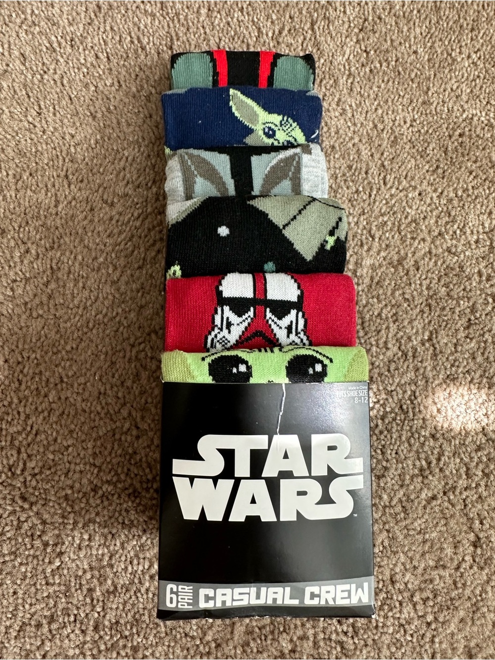 Star Wars Men’s Casual Crew Socks - Red, Green, Navy & Gray - 6 Pack